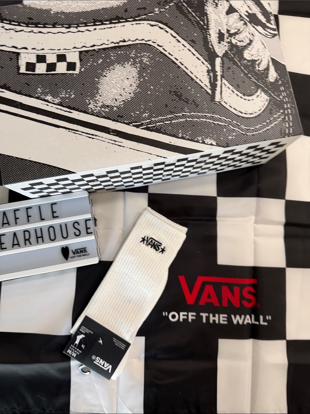 Vans x Atiba Jefferson White Crew Socks with Black Logo